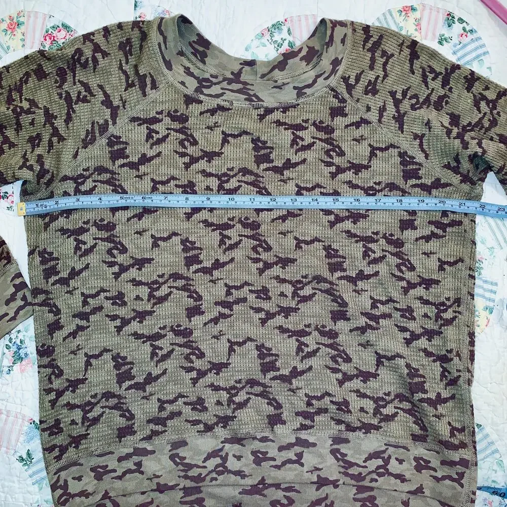 NEW OLIVE GREEN MONROW CAMO CAMOUFLAGE THERMAL WAFFLE TEE TOP - Picture 6 of 6